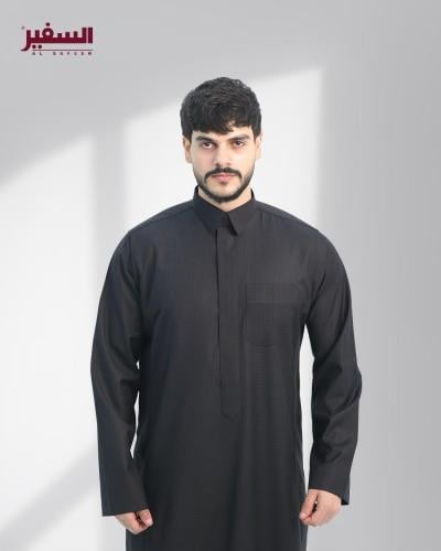 ثوب السفير شتوي اسود قلاب سحاب رجالي