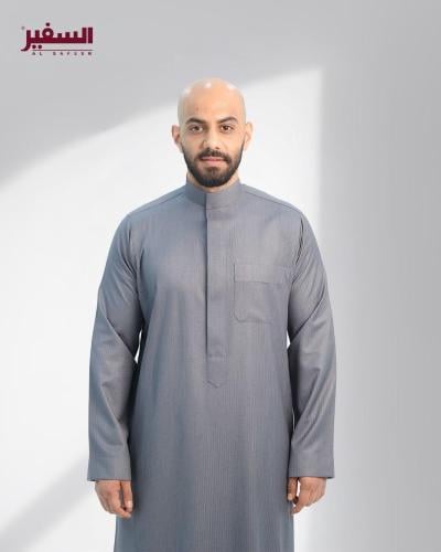 ثوب السفير شتوي رصاصي سحاب رجالي