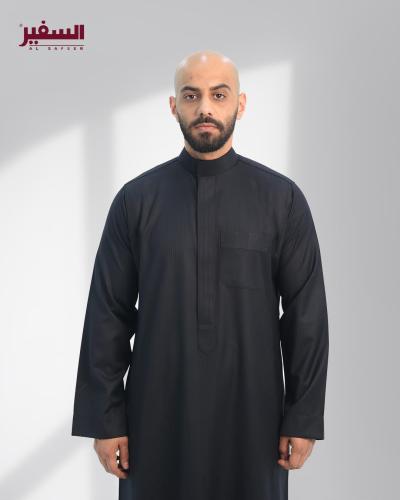 ثوب السفير شتوي اسود سحاب رجالي