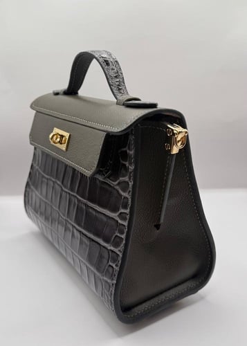 Audrey Hepburn mini- Alligator Black/Ecorce