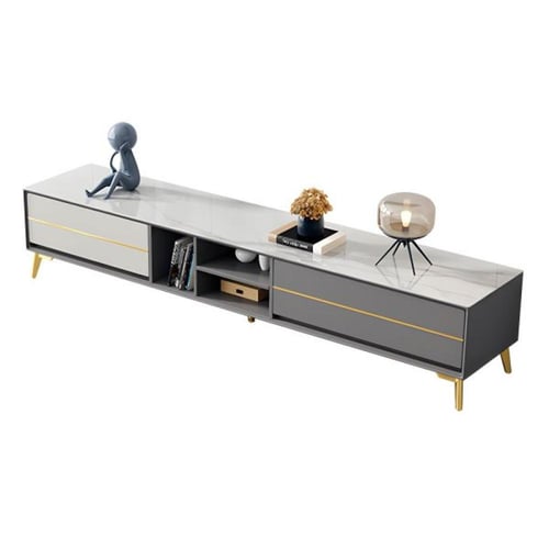 طقم طاولة تلفزيون مع طاولة قهوه رمادي