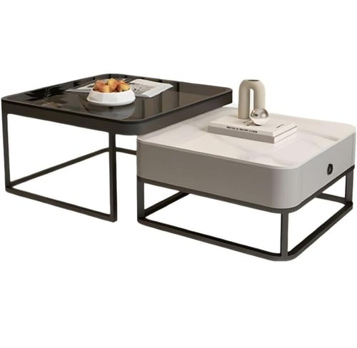 طاولة قهوة مودرن كروسد ديزاين زجاجي