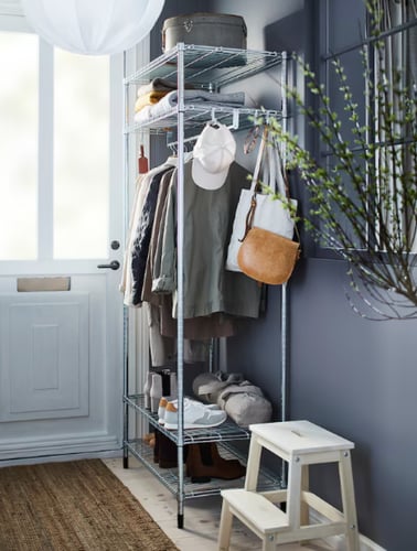 وحدة رف مع ماسورة تعليق ملابس, مجلفن, ‎92x50x201 س...