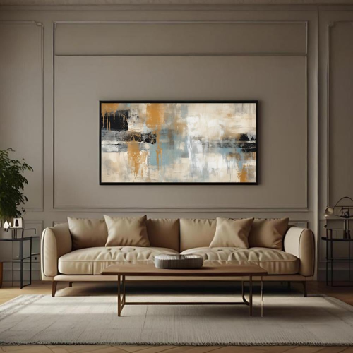 لوحات الفن التجريدي مقاس العرض 120الطول 70 ابيض