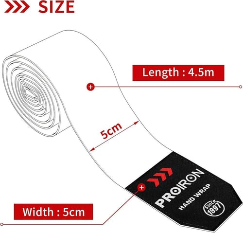 أربطة يد للملاكمة من بروريون، مقاس 4.5 متر اسود