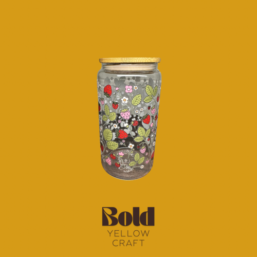 كوب زجاجي فراولة