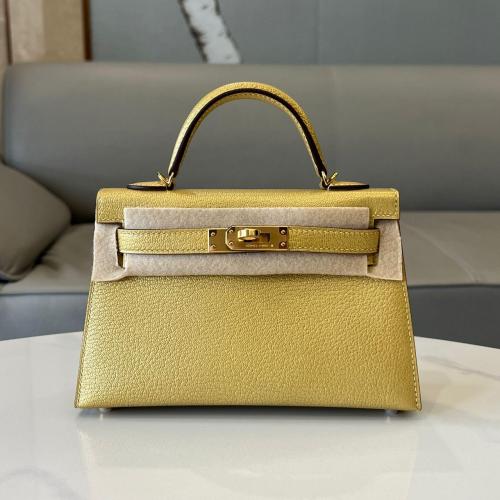 Mini Kelly chèvre Dore With GHW