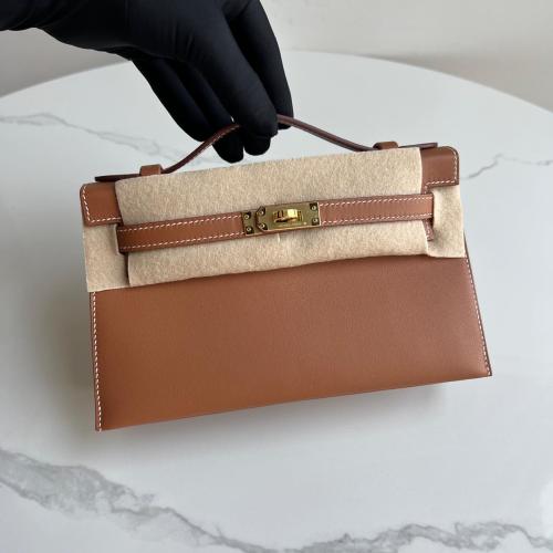 Mini Kelly pochette swift Bleu Etoup With GHW