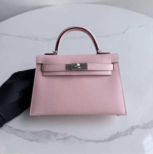 Mini Kelly chèvre Rose sakura With PHW
