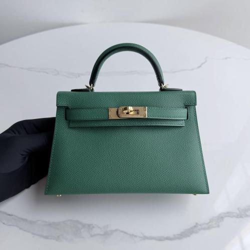 Mini Kelly epsom vert vertigo With GHW