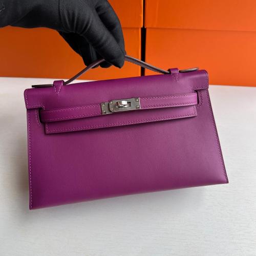 Mini Kelly pochette swift Anemone With PHW