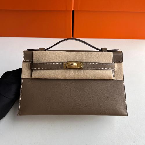 Mini Kelly pochette swift Bleu Etoup With GHW