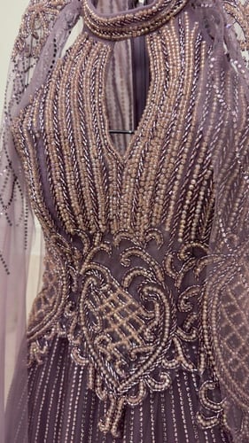 فستان تل تيواني خرز شغل يدوي