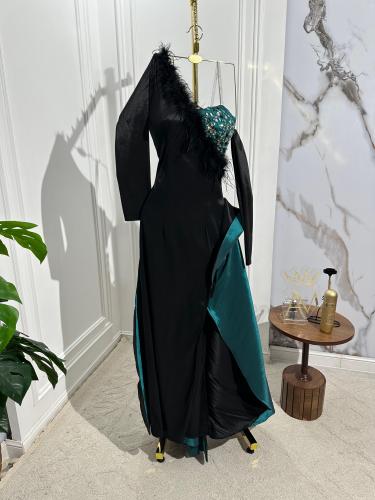 فستان شانطون اسود مطرز