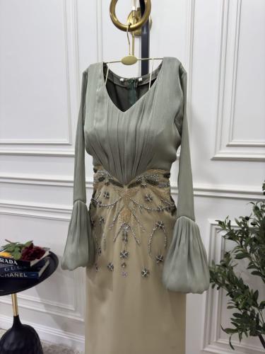 فستان شانطون لمعه مطرز