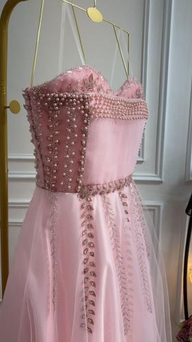 فستان تل دبل تطريز لولو