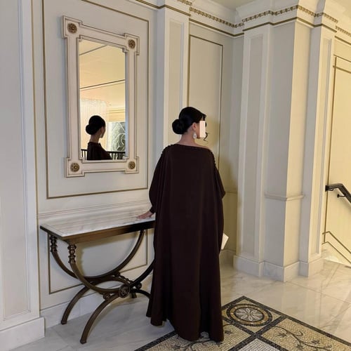 فستان بني موكا للعيد