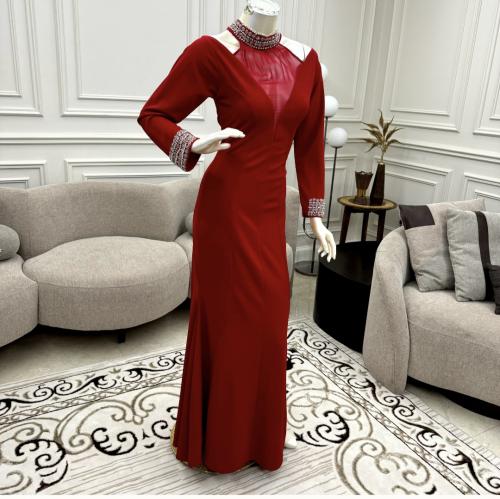 فستان كريب تطريز خرز