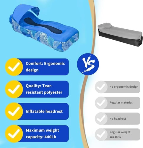 أريكة هوائية قابلة للنفخ بتصميم مريح ومظلة شمسية ل...