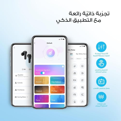 سماعات انكر P20i لاسلكية، منافذ تشغيل 10 مم لصوت ق...