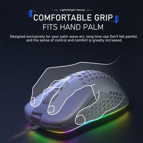 ماوس ألعاب سلكي AULA F810 خفيف الوزن بتصميم قرص ال...