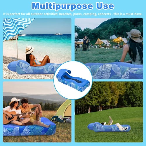 أريكة هوائية قابلة للنفخ بتصميم مريح ومظلة شمسية ل...