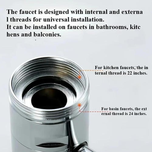 محوّل صنبور دوّار ١٠٨٠° - توجيه مرن، رذاذ أقل، فقا...