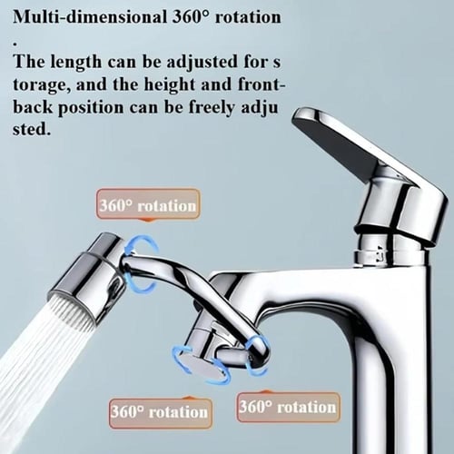 محوّل صنبور دوّار ١٠٨٠° - توجيه مرن، رذاذ أقل، فقا...