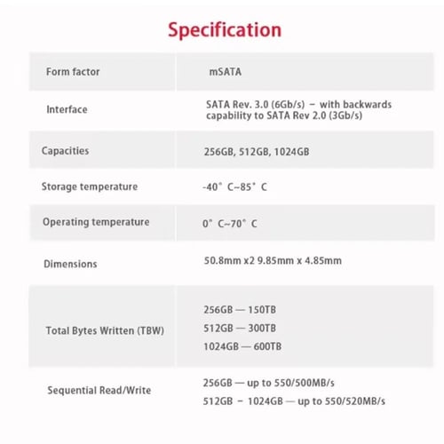 Kingston KC600 mSATA SSD 1T