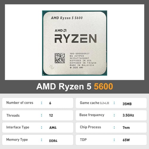 معالج AMD Ryzen pu R5 cghz 6-Core 12-Thread 7 نانو...