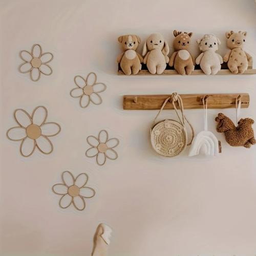 ملصق زهور خشبي