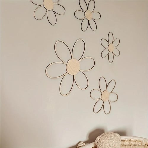 ملصق زهور خشبي