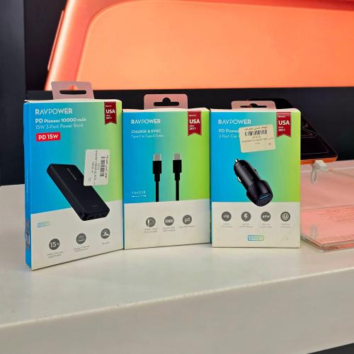 عرض راف بور بطارية 10000 + سلك type C + شاحن سيارة...