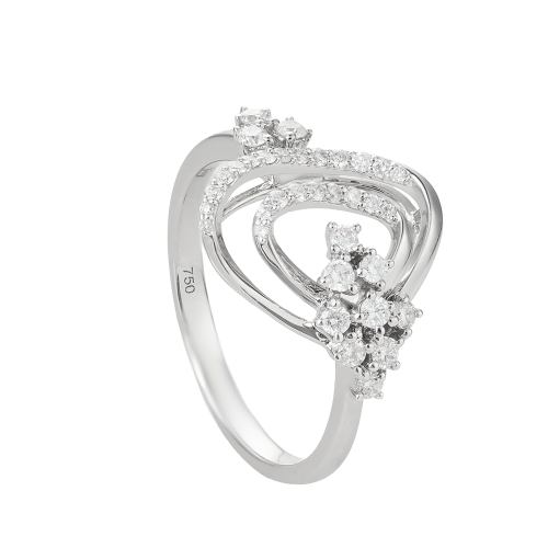 خاتم ذهب ابيض والماس عيار18