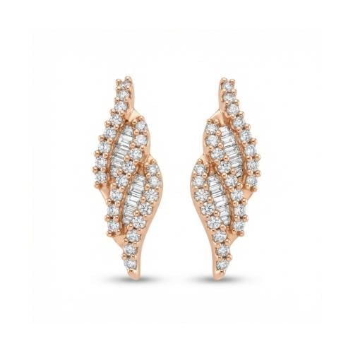 حلق الماس ذهب روز جولد عيار18