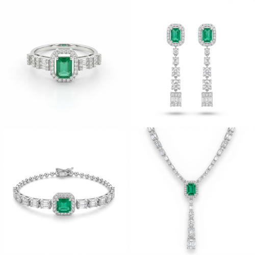 طقم ذهب ابيض والماس عيار18