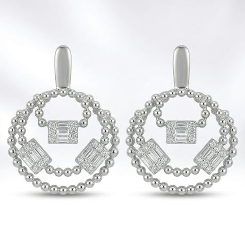 حلق ذهب ابيض والماس