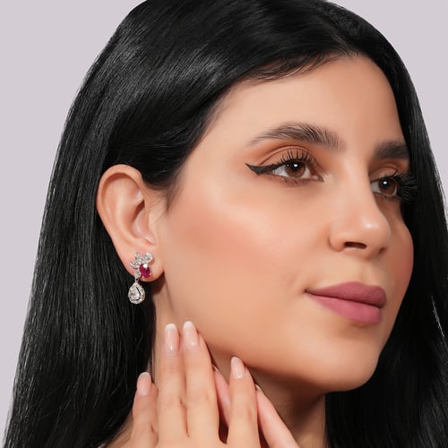 حلق ذهب ابيض والماس