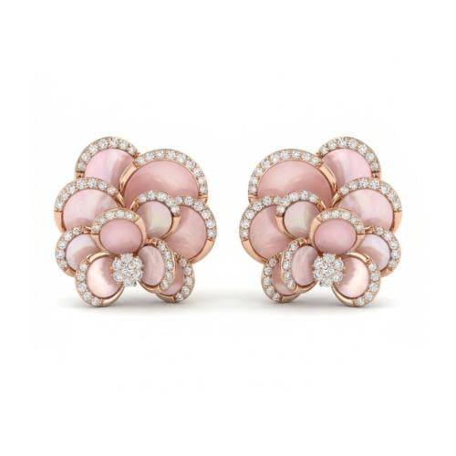 حلق الماس ذهب روز جولد عيار18