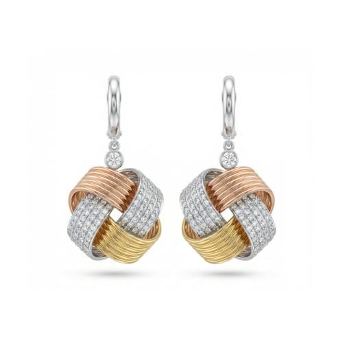 خاتم الماس ذهب ابيض وأصفر روز عيار18