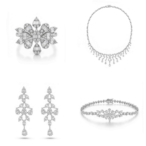 طقم ذهب ابيض والماس عيار18