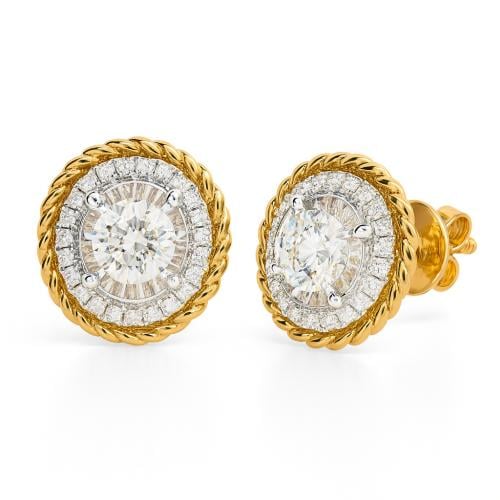 حلق الماس ذهب اصفر عيار18