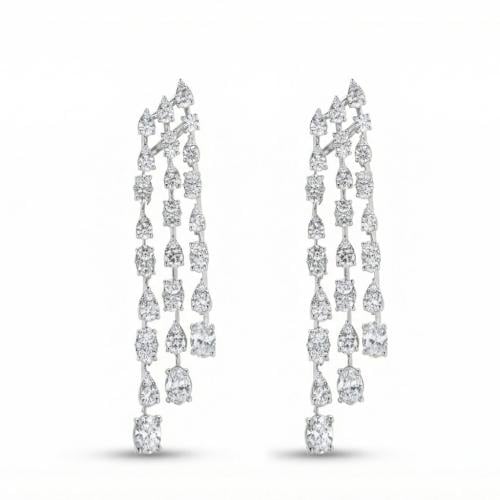 حلق الماس ذهب ابيض عيار18