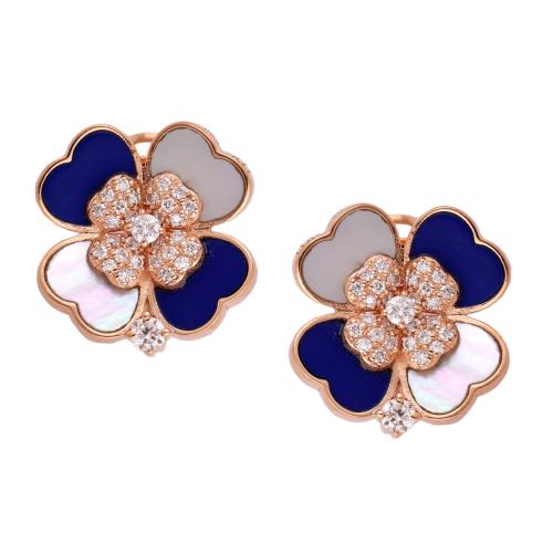 حلق ذهب روز قولد والماس