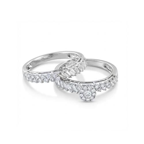 خاتم توينز الماس ذهب ابيض عيار18