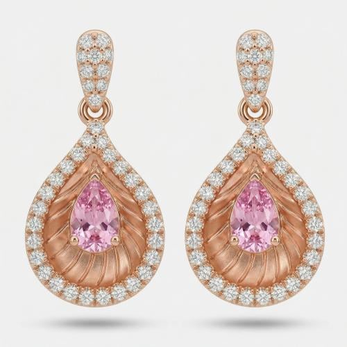 حلق الماس ذهب روز قولد