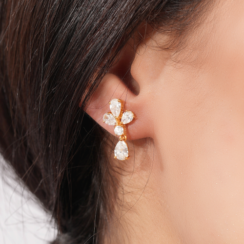 حلق ذهب اصفر والماس