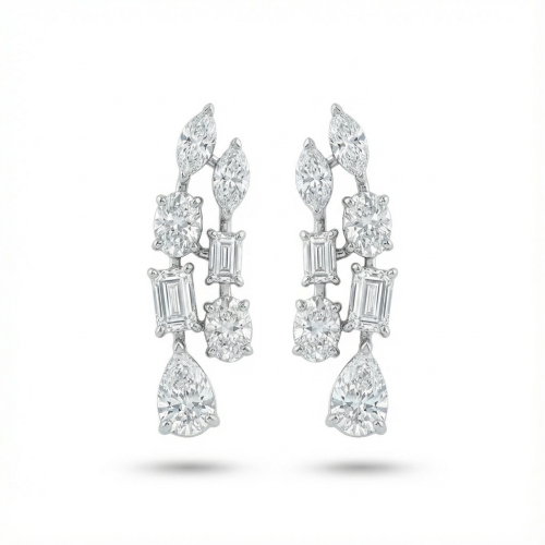 حلق الماس ذهب ابيض عيار18