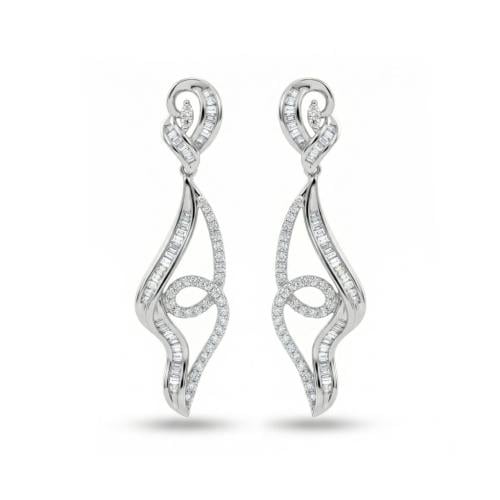 حلق الماس ذهب ابيض عيار18