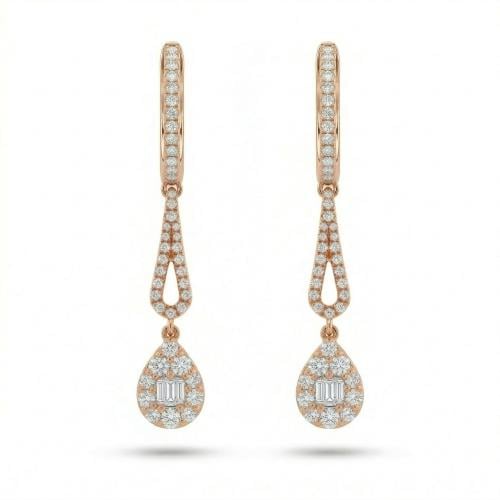 حلق الماس ذهب اصفر